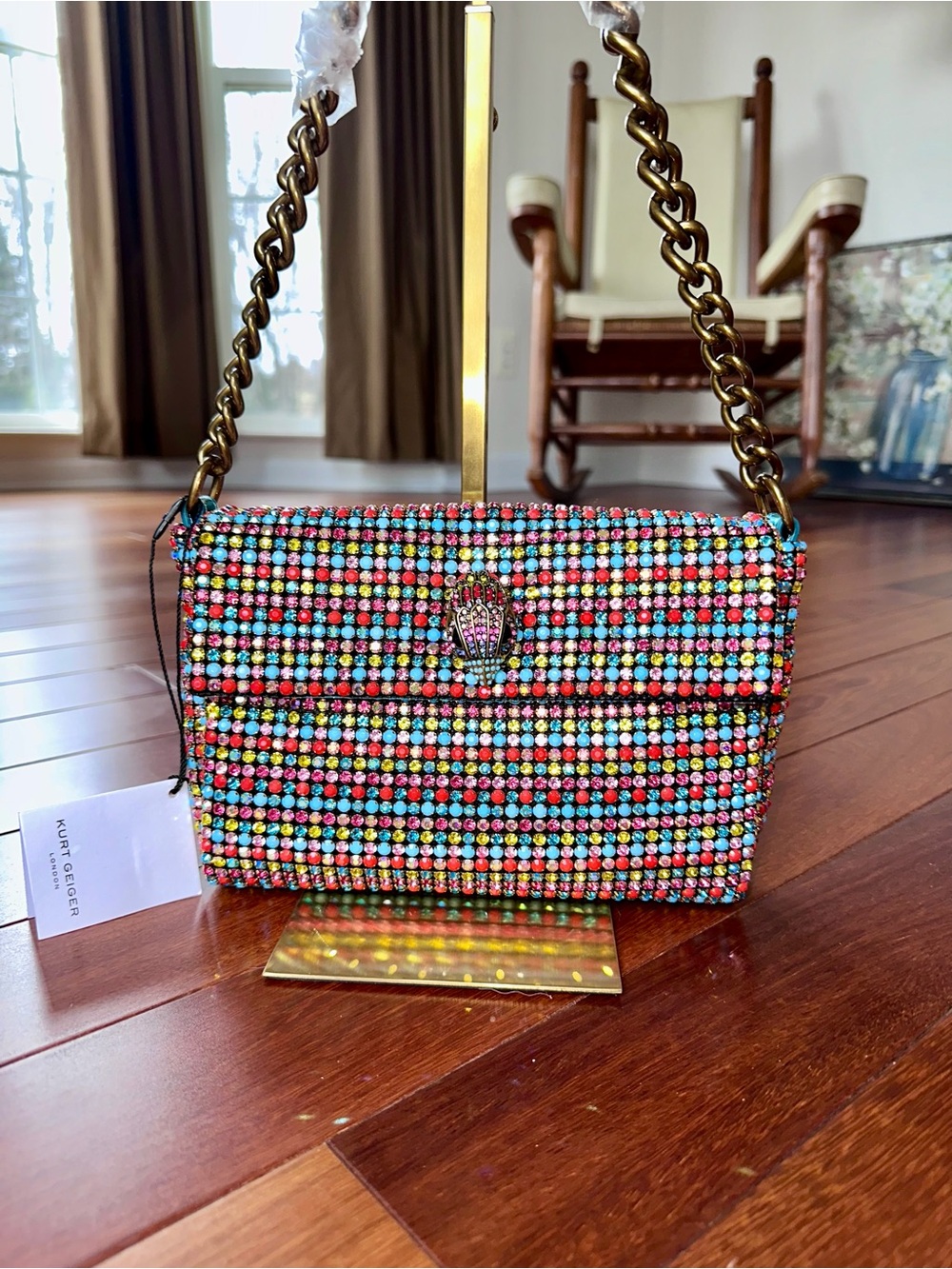 Kurt Geiger London Party Shoulder Bag with Multi-Color Crystals Dusty Included! - Picture 2 of 7